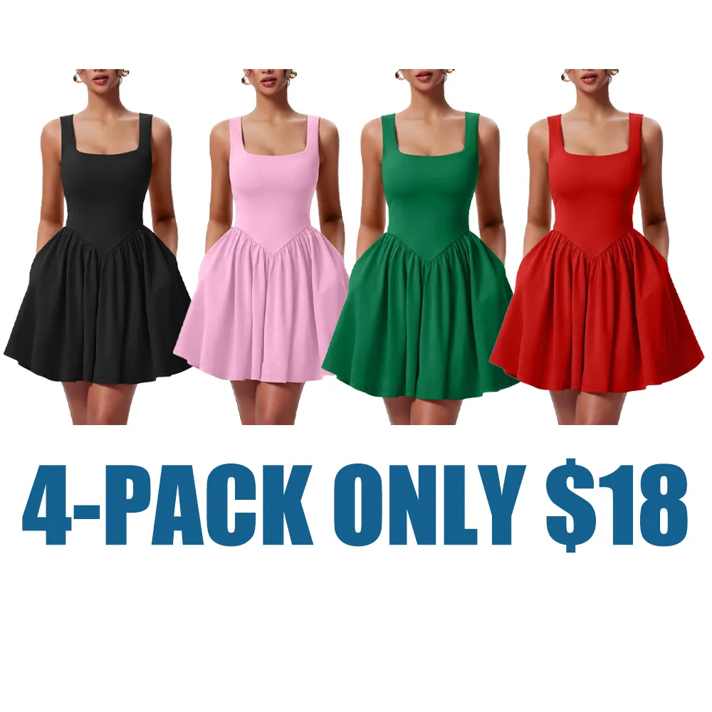 Lady's summer sleeveless V-neck A-line skirt (Just $3 Each!)