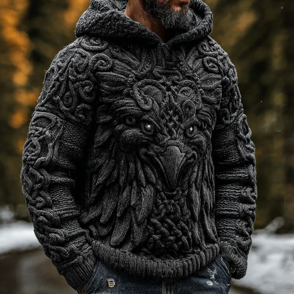 Men's Viking-style Winter Warm Hooded Knitted Sweater