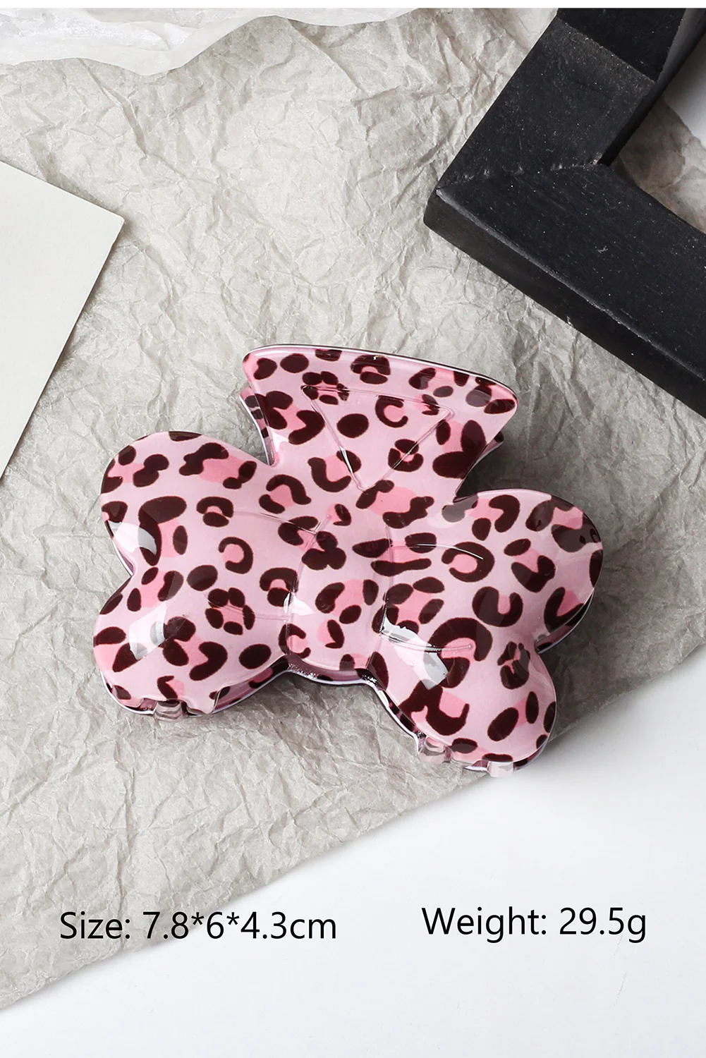 Pink Leopard Print Bow Knot Shape Hair Claw Clip