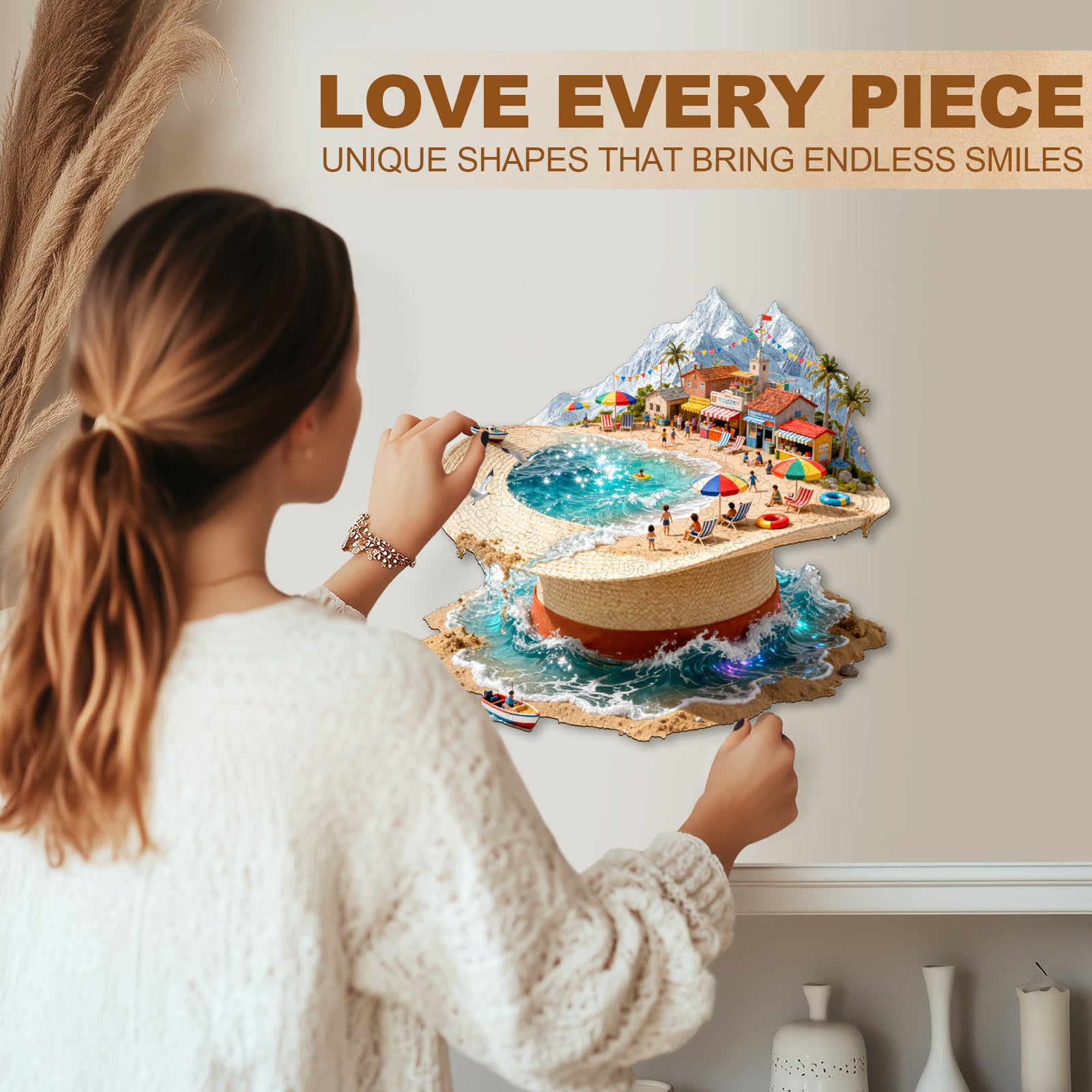 Straw Hat Shore Wooden Jigsaw Puzzle
