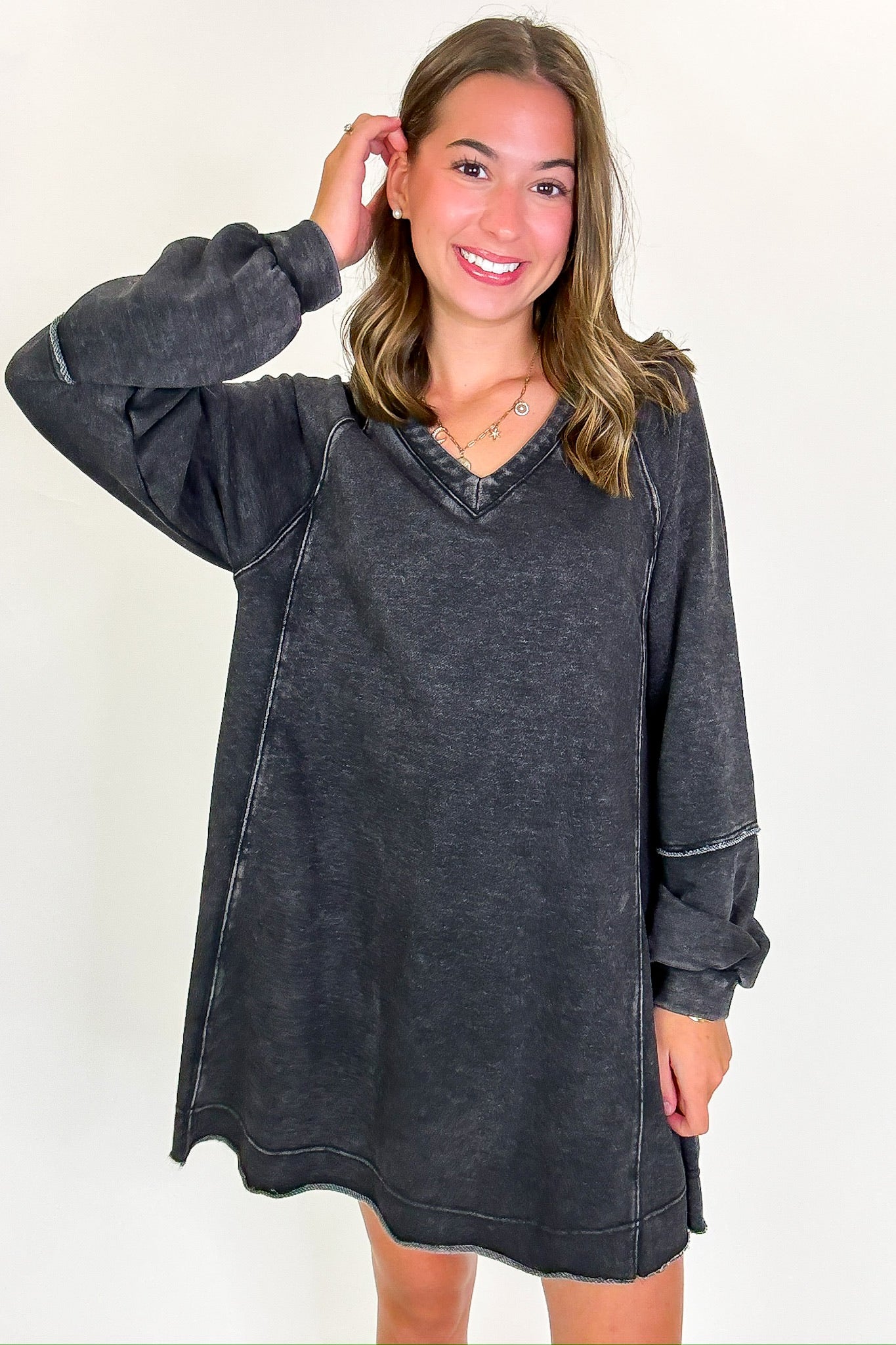 Mineral Washed Oversized A-Line Dress