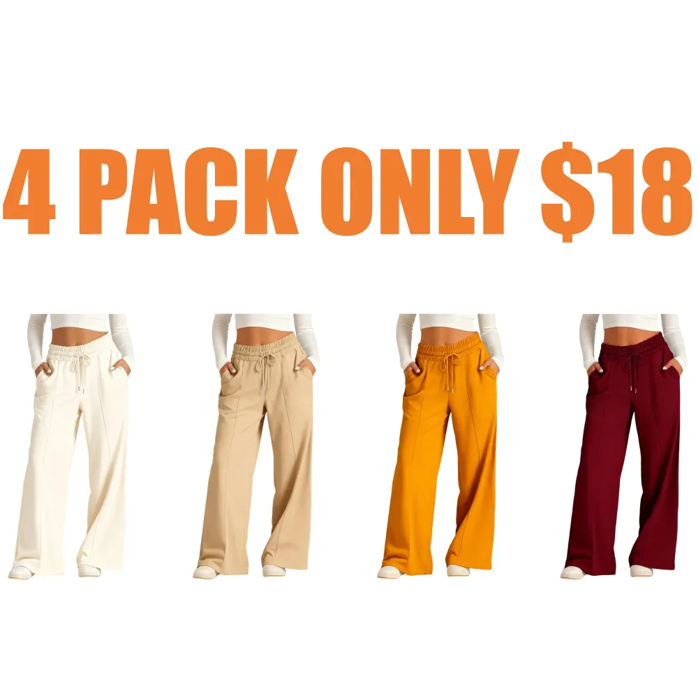 Women's Simple Design Straight Leg Drawstring Baggy Lounge Pants