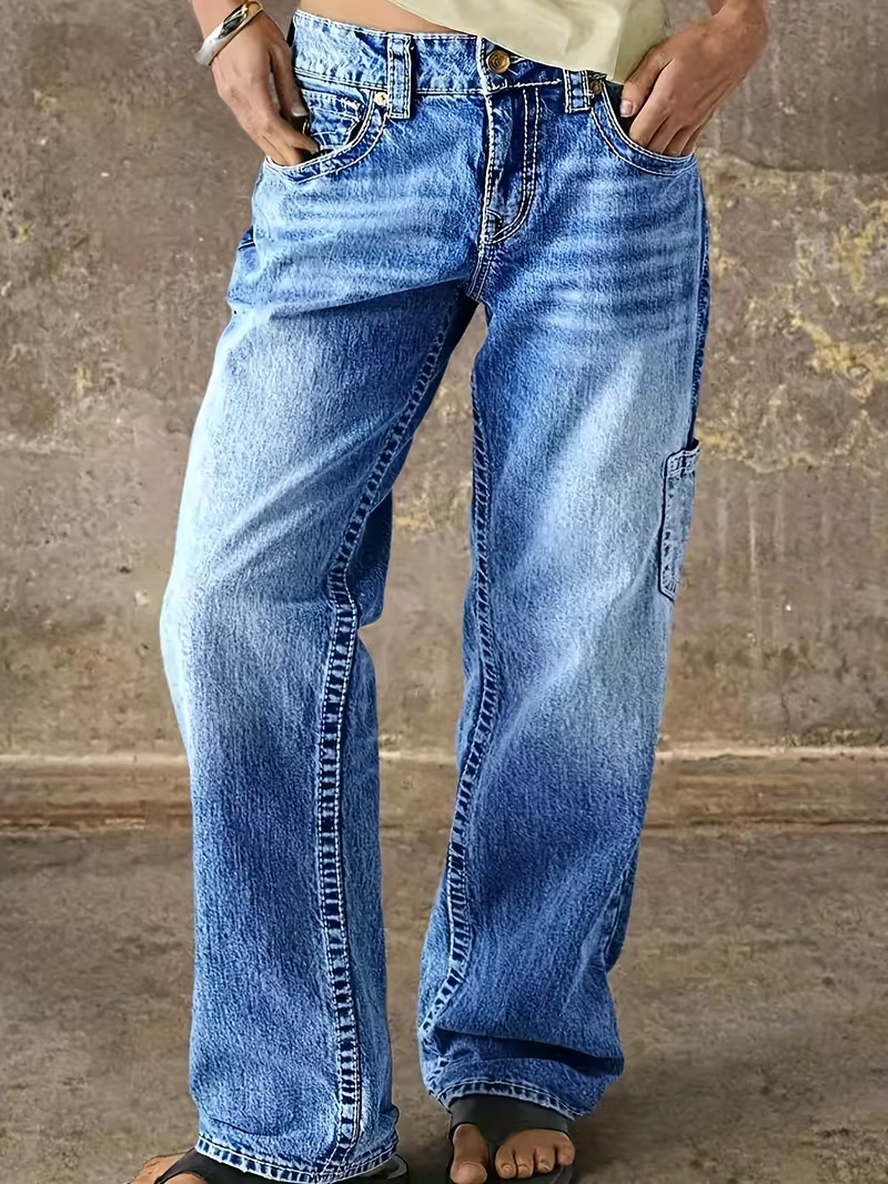 Women’s Solid Color Casual Denim Pants