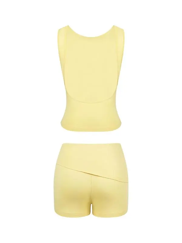 Two-piece Set Women's Solid Crop Top & Shorts (Just $3 a set!)