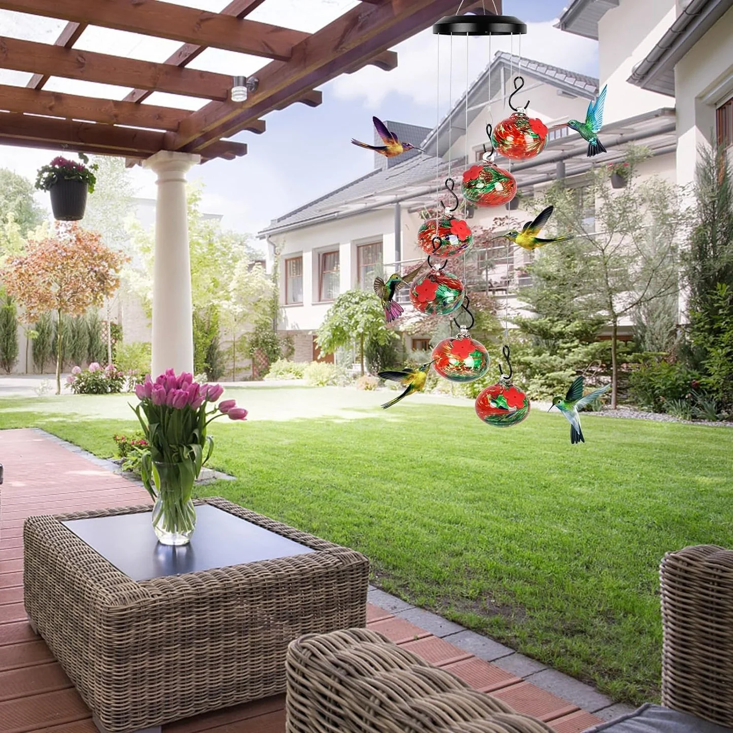 Glasses Wind Chime Hummingbird Feeder