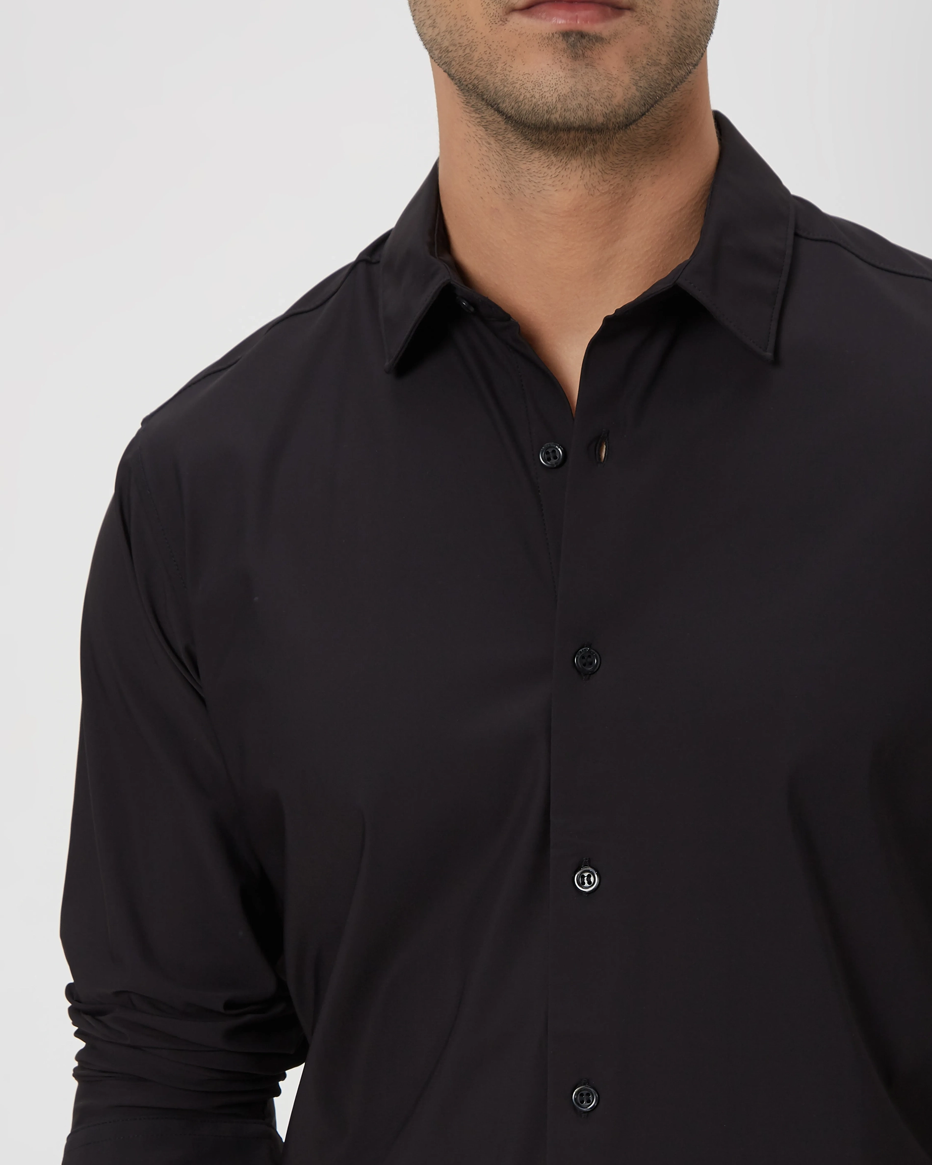Simple And Comfortable Slim-Fit Breathable Black Shirt