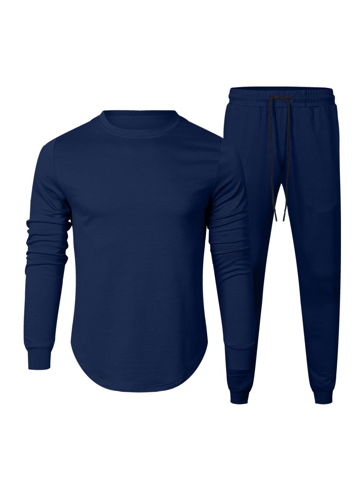 Men's 2 Piece Outfits Solid Color Cotton Pullover Sweatshirt Tracksuit & Joggers Sweatpants Sweatsuit Set