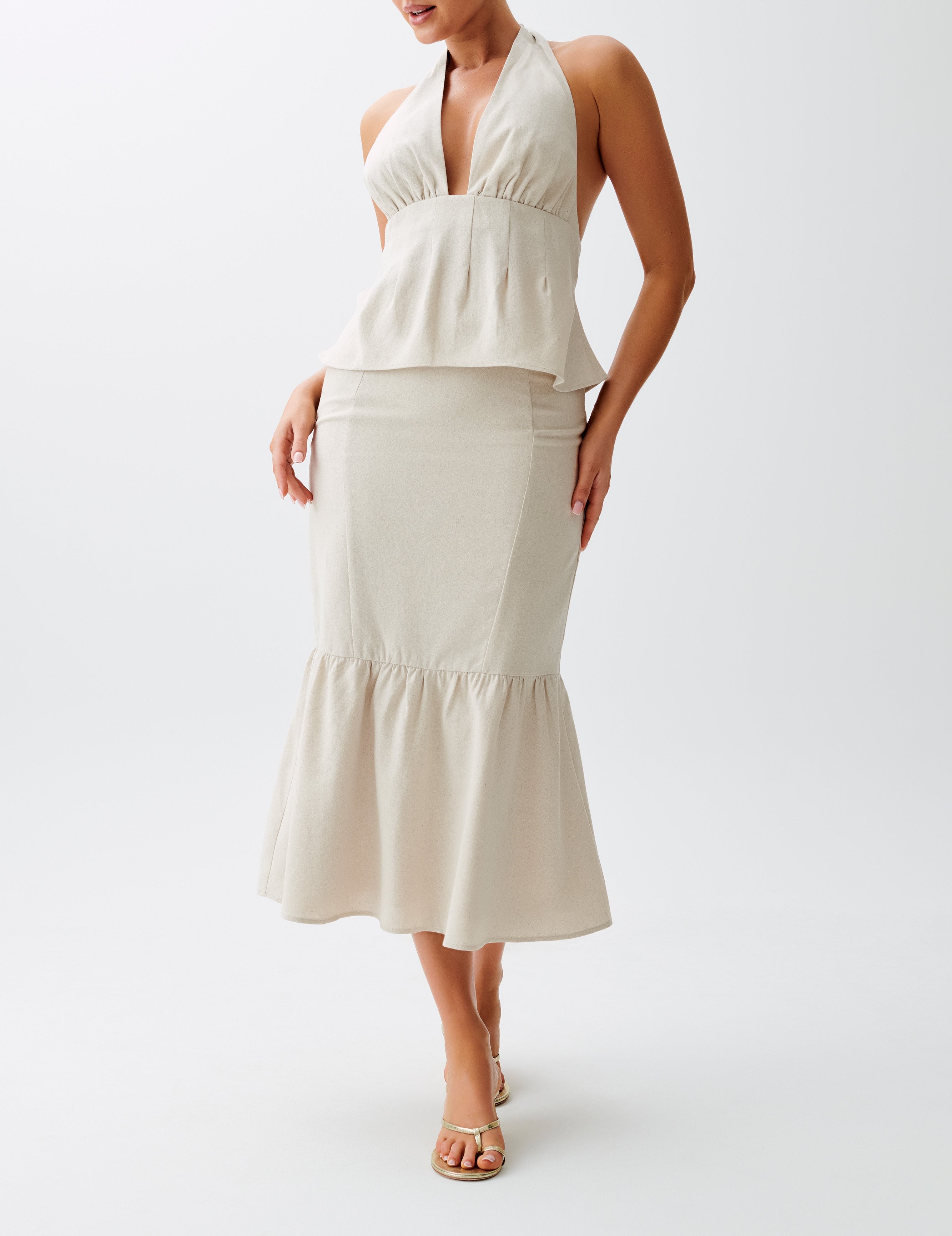Natural Linen Halter Top