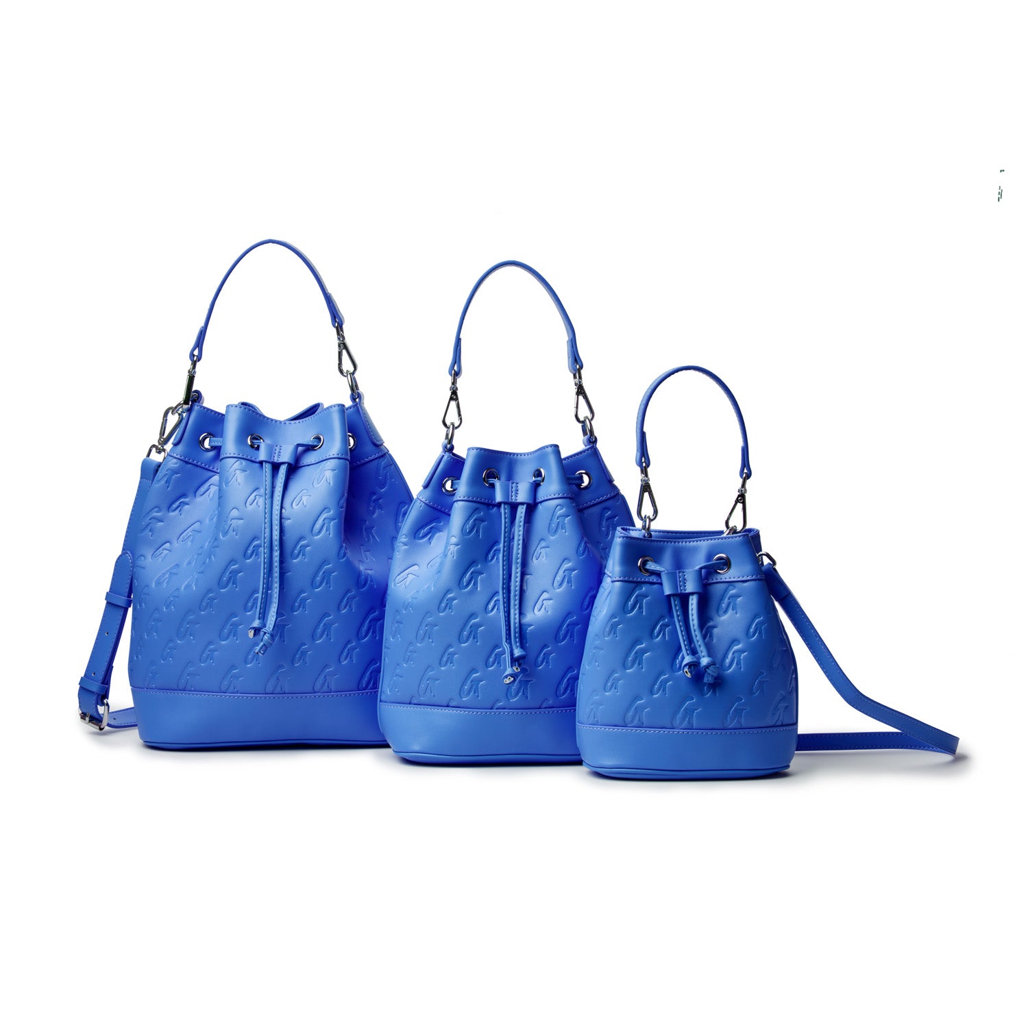 LARGE MONOGRAM BUCKET BAG - BLUE