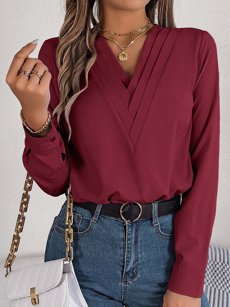 Women's V-neck Long-sleeve Shirt