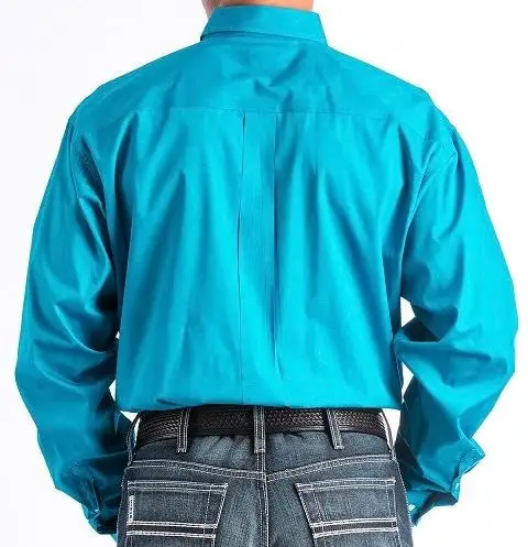 Men’s Cinch Solid Teal Long Sleeve Button Down Shirt