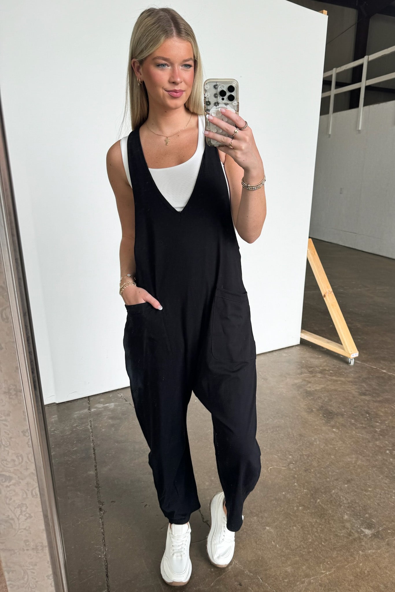 Relaxed Fit V-Neck Jumpsuit