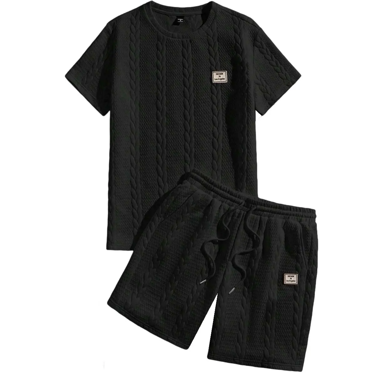 Men’s Textured Jacquard T-Shirt & Shorts Set