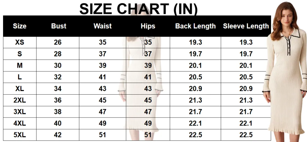 Women Ribbed Sweater Dress Long Sleeve