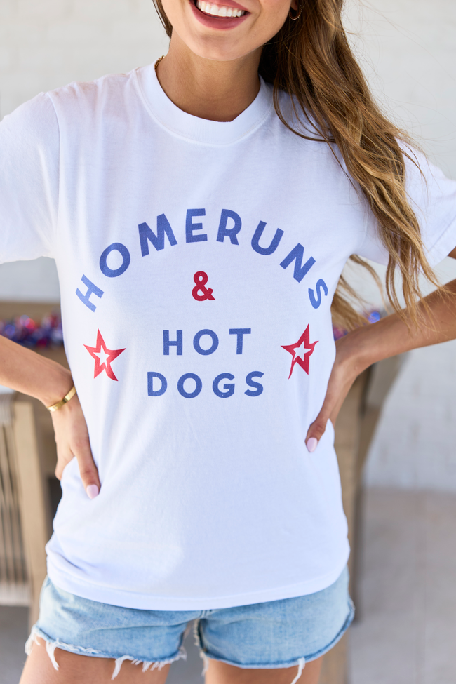 Homeruns & Hot Dogs White Graphic Tee