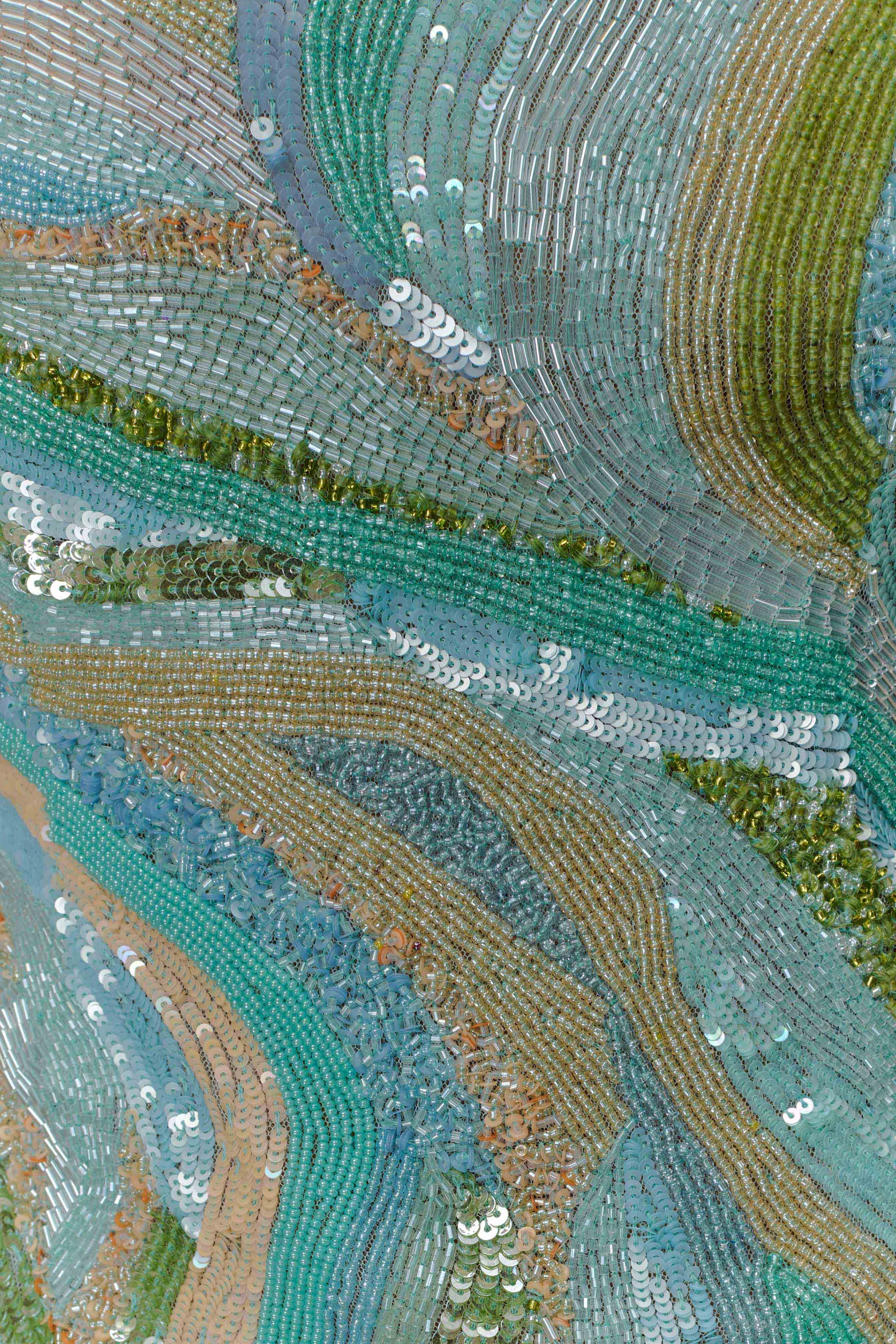 Print Hand Beaded Mini Dress